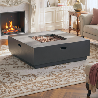 Sunvega Modern Square Iron Fire Pit with 50000 BTU for Outdoor Evenings