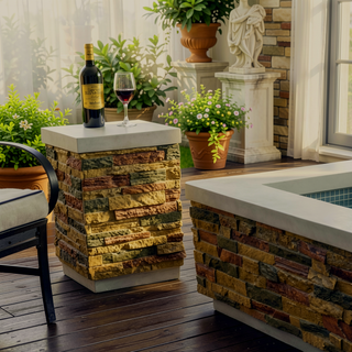 Sunvega Artificial Stone Textured Propane Tank Holder with Side Table