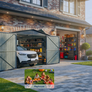 Sunvega 20x13 FT Outdoor Metal Garage Shed with 2 Lockable Doors and 4 Vents
