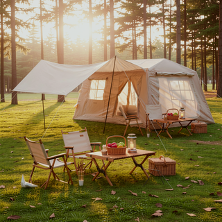 Sunvega 420D Oxford Inflatable Tent with Awning for Family Camping 4/6/8 Person
