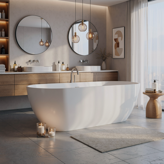 Sunvega Freestanding Solid Surface Bathtub with Excellent Heat Retention and Ergonomic Design