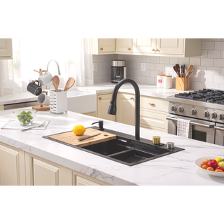 Sunvega 32x19 Inch Overmount Single Bowl Kitchen Sink in Brushed Nickel