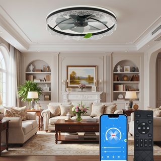 Sunvega Ultra Quiet Ceiling Fan with Light and Hidden Blades for Bedroom