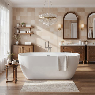 Sunvega Freestanding Solid Surface Bathtub with Excellent Heat Retention and Ergonomic Design