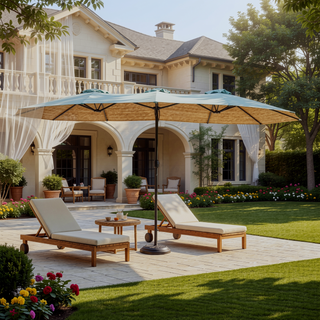 Sunvega 15-Foot Rectangular Outdoor Umbrella with Crank for Patio and Garden