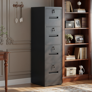Sunvega 5 Drawer Metal Vertical File Cabinet with Lock on Wheels for Home Office