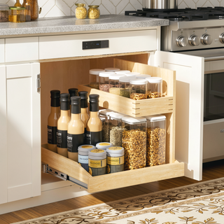 Sunvega 2 Tier Pull Out Cabinet Organizer with Soft Close and U Bracket