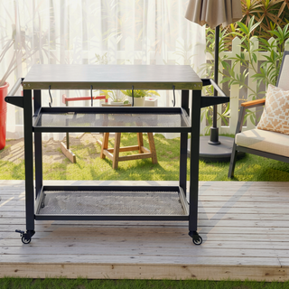 Sunvega Outdoor Grill Table with Wheels Stainless Steel Tabletop for Blackstone Griddle