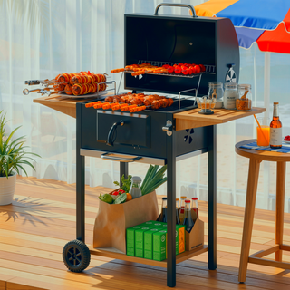 Sunvega 2 Burner Portable Gas BBQ Grill with Lid Thermometer and Foldable Legs