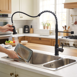 Sunvega Black and Nickel Gold Kitchen Faucet with Pull Out Sprayer