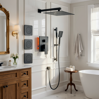 Sunvega Wall Mounted Rainfall Shower System with Hand Shower and Bodysprays