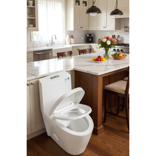 Sunvega 1.1/1.6 GPF Dual Flush Elongated Comfort Height One-Piece Toilet with Soft Closing Seat