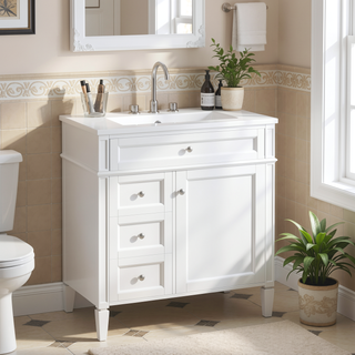 Sunvega Modern Minimalist 30'' Bathroom Vanity with Top Sink and Ample Storage