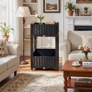 Sunvega Modular Rattan Pattern Raised Garden Planter Box with Self-Draining System