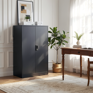 Sunvega Folding Metal Storage Cabinet with Locking Doors and Adjustable Shelf for Home Office