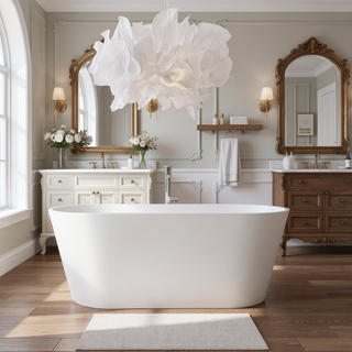 Sunvega Matte White Freestanding Solid Surface Soaking Bathtub for Bathroom
