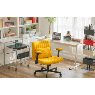 Sunvega Orange Criss Cross Armrest Office Chair with Wheels for Home Office