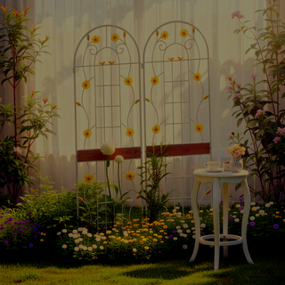 Sunvega Rustproof Metal Garden Trellis for Climbing Plants Outdoor Flower Support 4 Pack