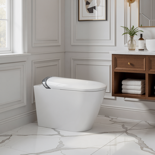 Sunvega Smart Toilet with Bidet Auto Open Close Seat Foot Sensor LED Night Light