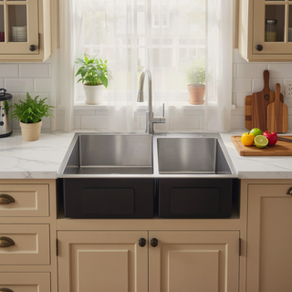 Sunvega 32x19 Inch Overmount Single Bowl Kitchen Sink in Brushed Nickel