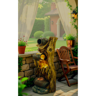 Sunvega Decorative Brown Water Fountain with Otter Design Light and Pump