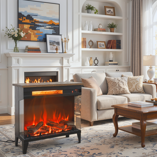 Sunvega 24 Inch Three Sided Glass Electric Fireplace with Freestanding Feet