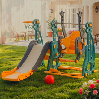 Sunvega 3 in 1 Baby Swing and Slide Set with Basketball Hoop for Toddlers Indoor Outdoor Play