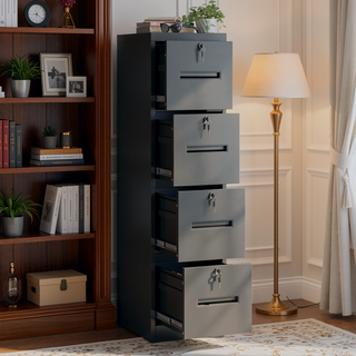Sunvega 5 Drawer Metal Vertical File Cabinet with Lock on Wheels for Home Office