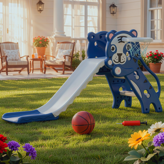 Sunvega 2 in 1 Indoor Toddler Slide with Basketball Hoop Toy for Kids 18-36 Months