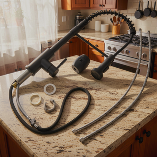 Sunvega Black and Nickel Gold Kitchen Faucet with Pull Out Sprayer