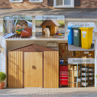 Sunvega 8x4ft Outdoor Metal Storage Shed with Galvanized Steel Panels and Foundation