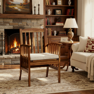 Sunvega Acacia Wood Dining Chairs with Water Resistant Cushions for Patio
