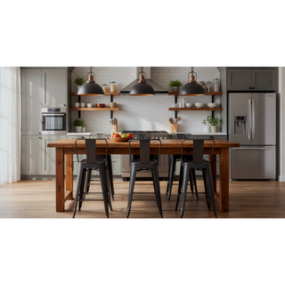 Sunvega 24" Sanded Matte Black Industrial Metal Barstools with Bucket Back, Set of 4
