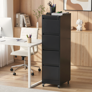 Sunvega 5 Drawer Metal Vertical File Cabinet with Lock on Wheels for Home Office