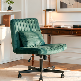 Sunvega Adjustable Ergonomic Armless Office Chair with Plush Linen Upholstery