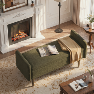 Sunvega Modern Velvet Storage Stool with Hidden Space for Living Room Bedroom