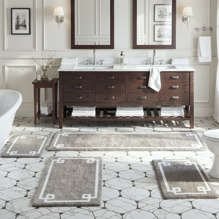 Sunvega Plush Cotton Tufted Bath Rug with Non-Skid Backing and Hotel Design