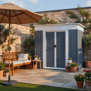 Sunvega High-Strength Galvanized Steel Apex Roof Outdoor Storage Shed