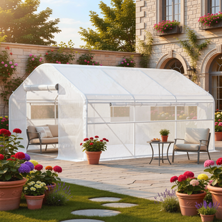 Sunvega Upgraded Walk-in Tunnel Greenhouse with PE Cover and Mesh Door