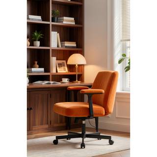 Sunvega Orange Criss Cross Armrest Office Chair with Wheels for Home Office