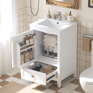 Sunvega 20 Inch Bathroom Vanity with Ceramic Sink and Adjustable Leveling Pads