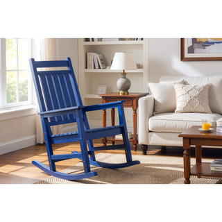Sunvega All Weather-resistant Black Rocking Chair Set with Wood-Texture and Side Table