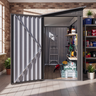 Sunvega 4 x 9 FT Outdoor Metal Storage Shed with Sloping Roof and 6 Vents