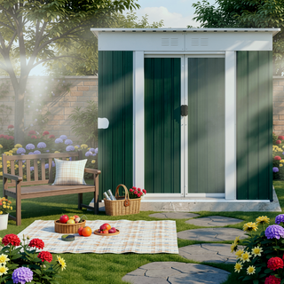 Sunvega Pent Roof Outdoor Storage Shed with Aluminum Alloy Frame and Sliding Door