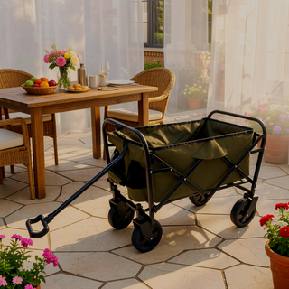 Sunvega Foldable Collapsible Wagon Cart with Extention Dual-Layer Design All-Terrain Wheels