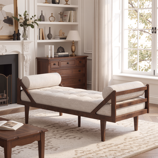 Sunvega Chic Two-Armed Chaise Lounge with Button Tufting and Bentwood Structure