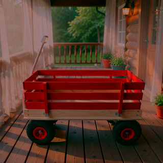 Sunvega Fresh Blue Solid Wood All-Terrain Toy and Garden Tool Cart Trolley