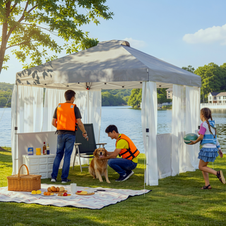 Sunvega Pop Up Canopy Tent with Two Half Sidewalls and Wheeled Carry Bag