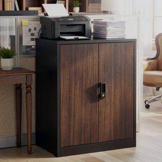 Sunvega Folding Metal Storage Cabinet with Locking Doors and Adjustable Shelf for Home Office