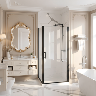 Sunvega 24x72 Inch Brushed Nickel Pivot Shower Door with Half Frame